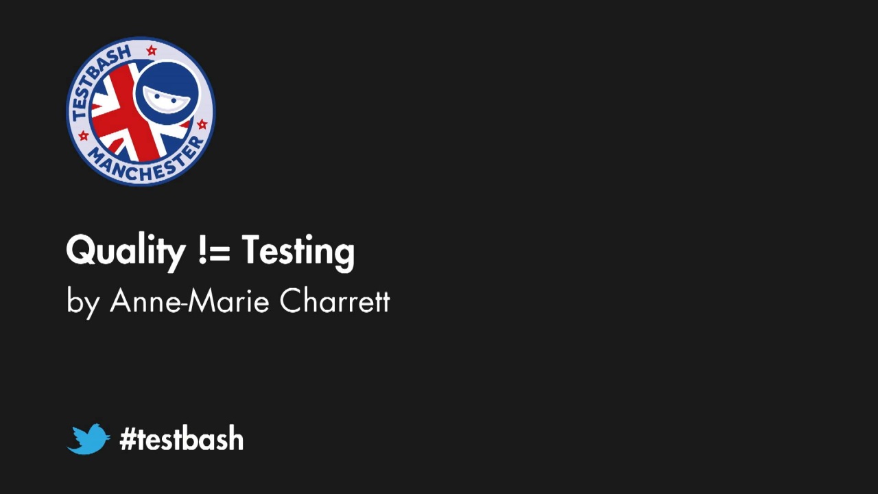 Quality != Testing - Anne-Marie Charrett image