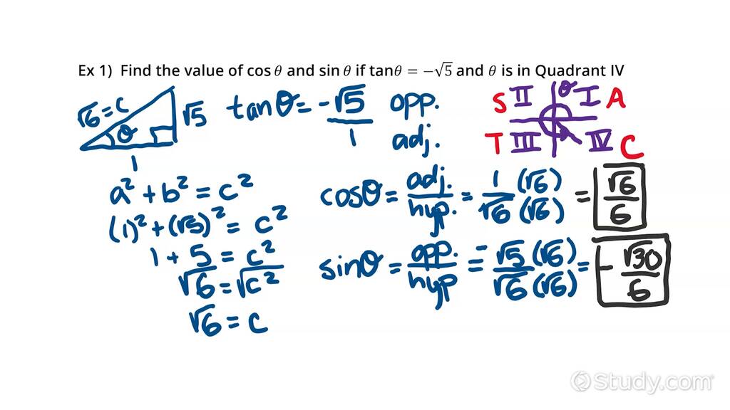 How to Find the Values of Trigonometric Functions Given Information ...