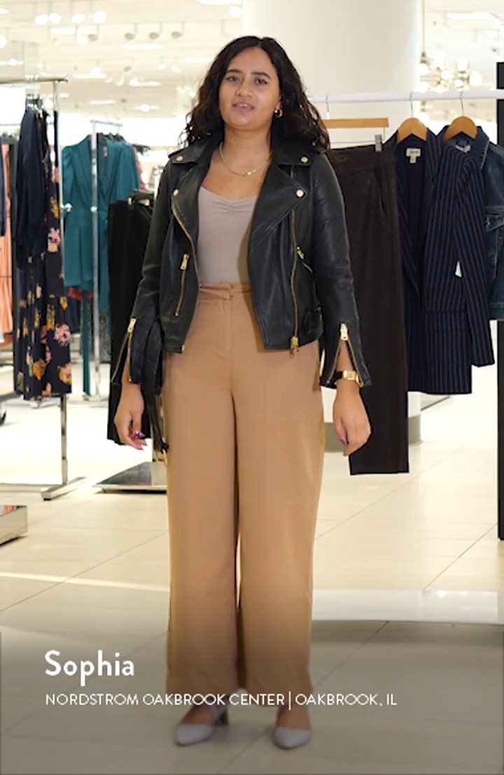 AllSaints Balfern Sheepskin Leather Biker Jacket | Nordstrom