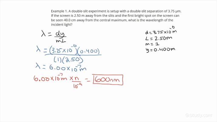 double slit experiment how to find wavelength