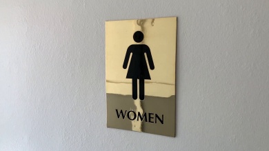 Metal All Gender Restroom Sign with Toilet Symbol