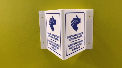 Hand Sanitizer Available Here Projecting Sign