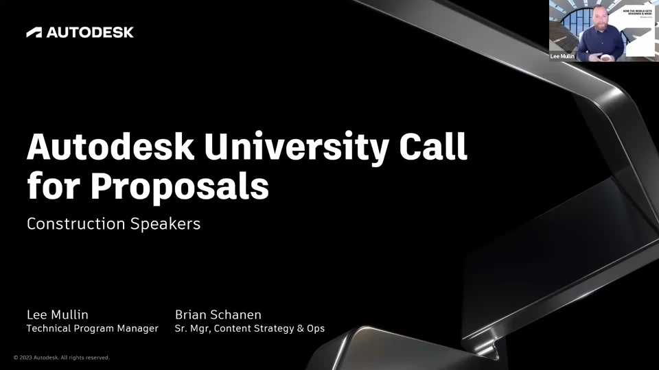 Autodesk University Call for Proposals Construction Speakers