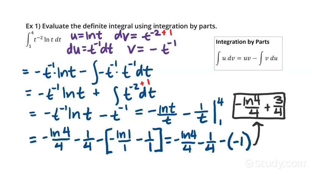 Evaluating Definite Integrals Using Integration By Parts | Calculus ...