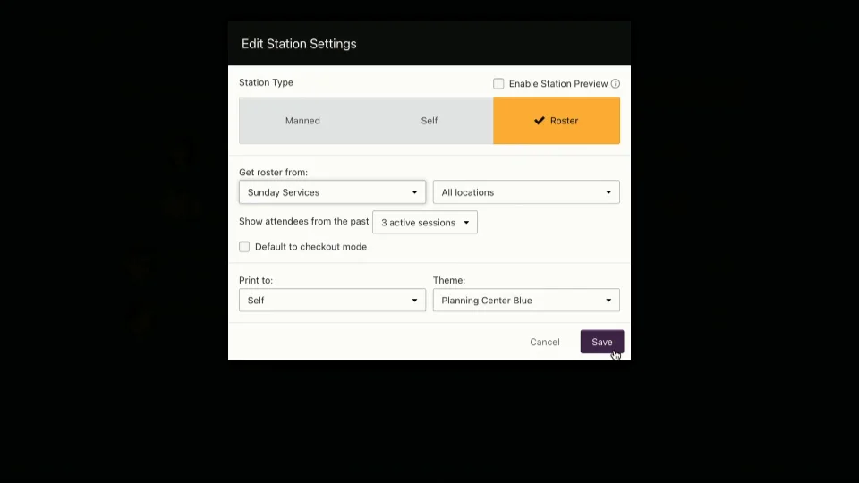Station Settings – Check-Ins