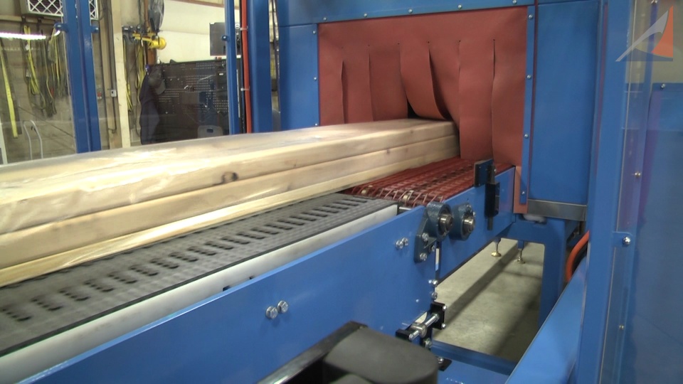 SV374 Continous Motion Inline Forming Shoe and Shrink Tunnel - Wrapping Lumber