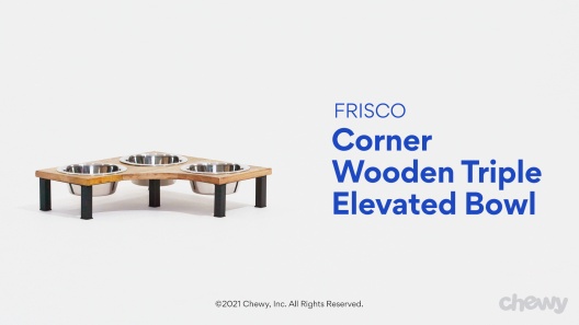 FRISCO Corner Wooden Triple Elevated Dog & Cat Bowls, Medium: 3