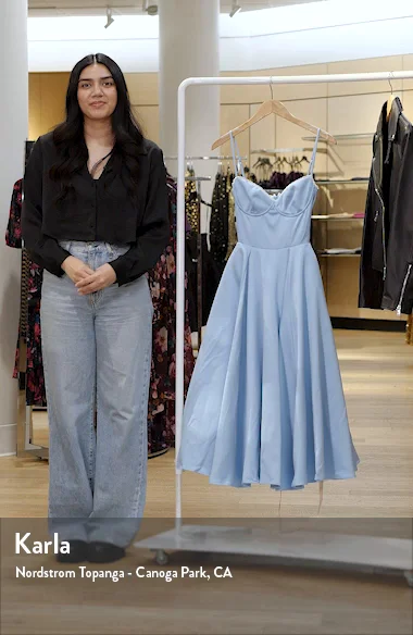 HOUSE OF CB Mademoiselle Bustier Stretch Satin Midi Dress Nordstrom