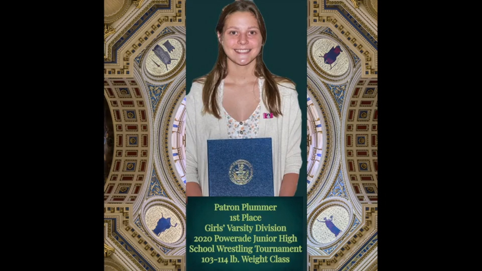 6/9/21 - Senator Langerholc Introduces Patron Plummer, PA State Girls Wrestling Champion from Bedford.