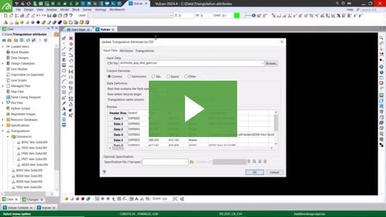 How to import triangulation attributes from CSV in Vulcan