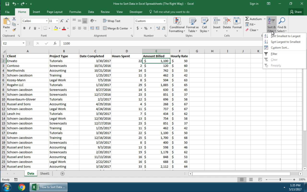 Làm thế nào để sắp xếp dữ liệu trong bảng tính Excel (cách chính xác) 1