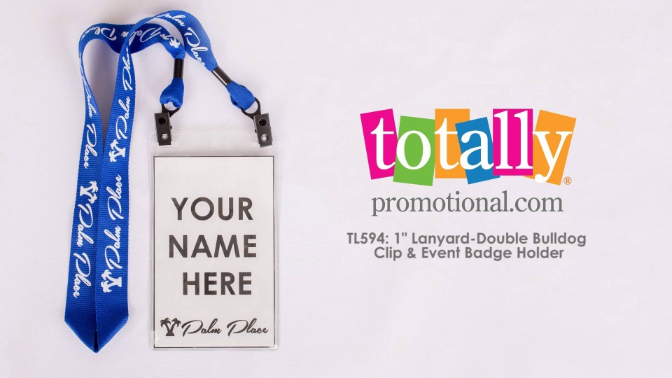 Custom Printed 1-In. Lanyard-Double Bulldog Clip & Event Badge Holder - Qty: 25