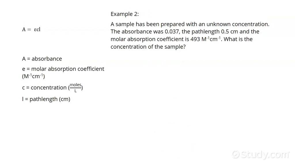 Using the BeerLambert Law to Calculate the Concentration of a Solution