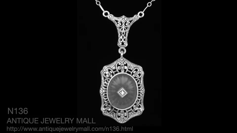 Vintage Scroll Style Penda Sterling Silver Round Cut Solitaire Pendant Setting 