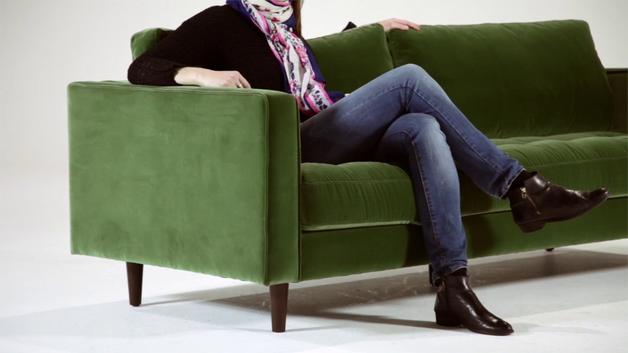 Scott 3 Seater Sofa Concrete Cotton Velvet Made