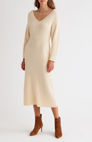 midi knit dress Petal and Pup Women's Nova Wrap Knit Midi Dress