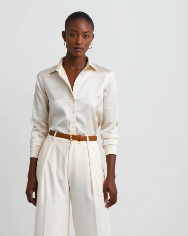 Lauren Ralph Lauren Classic Fit Satin Charmeuse Shirt