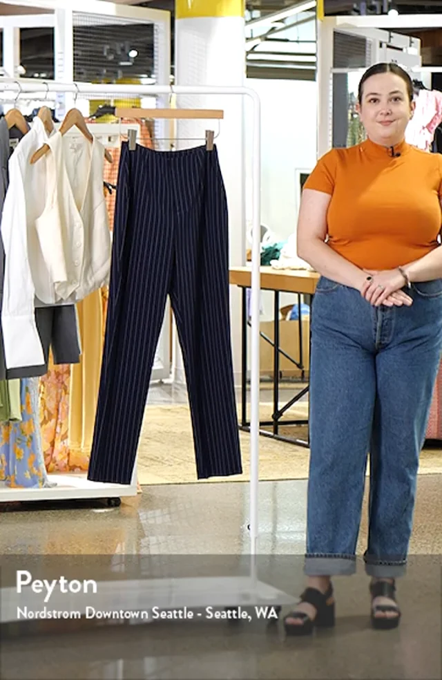 Pinstripe High Waist Slim Pants