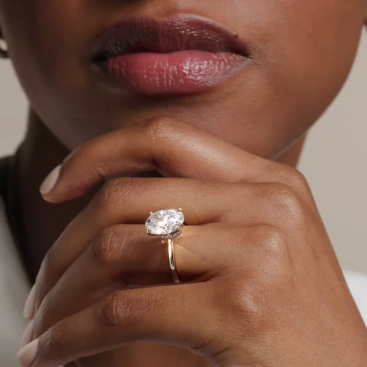 14K Rose Gold Secret Halo Diamond Ring