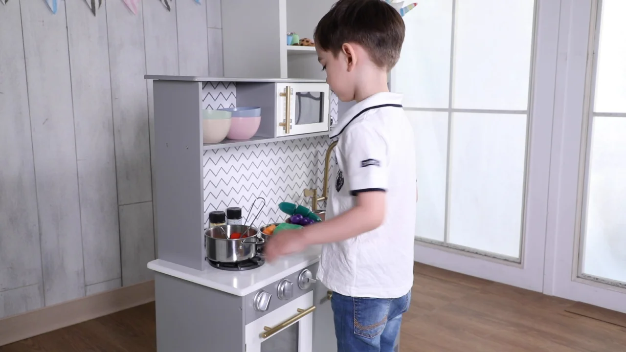 Teamson Kids - Little Chef Berlin Modern Play Kitchen - White / Blue