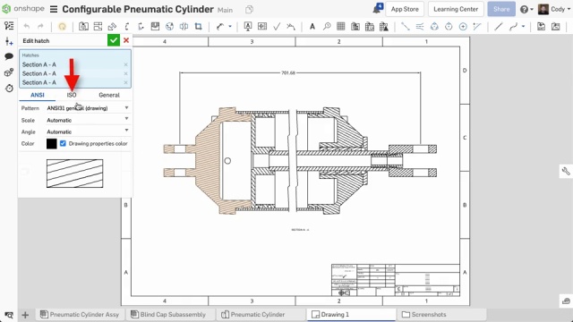 Reduce hatch scale in drawings — Onshape