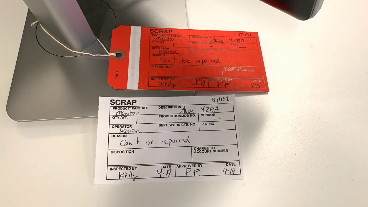 Red 2-part Inventory Scrap Tags