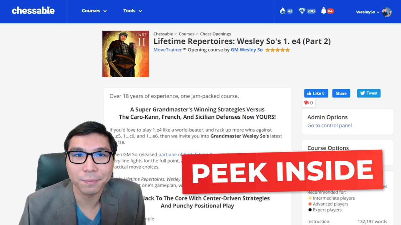 Lifetime Repertoires: Wesley So's 1. e4 - Part 2