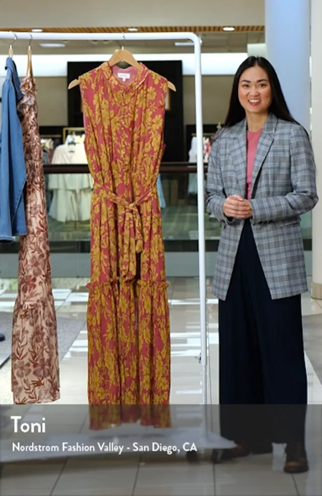 MELLODAY Floral Plissé Maxi Dress Nordstromrack