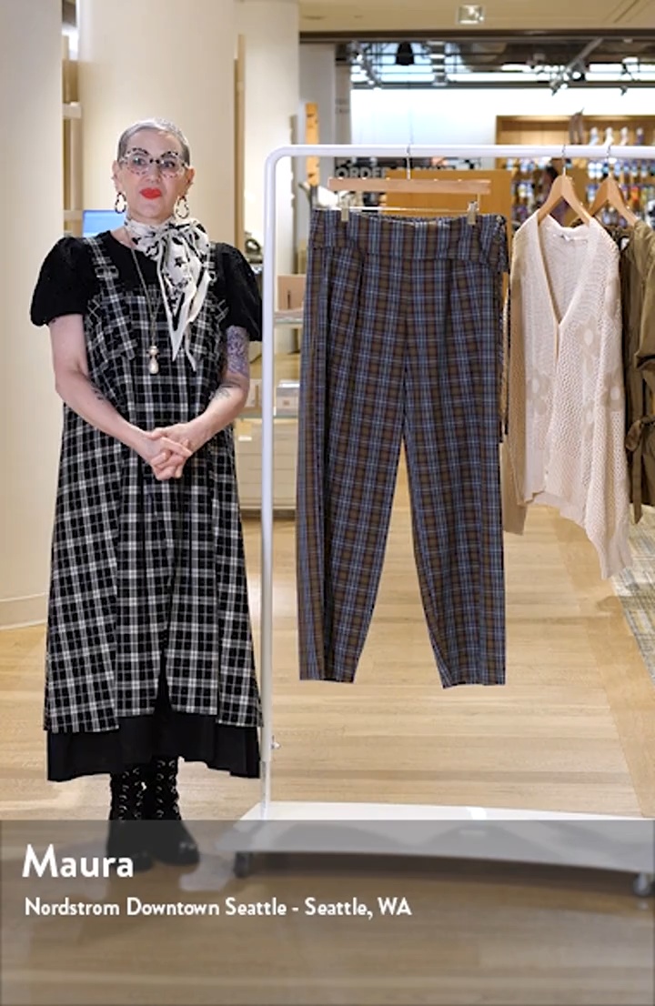 Fia Foldover Waist Check Wide Leg Pants