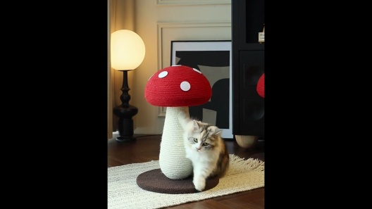 Happy & Polly Mushroom Cat Scratcher Toy, Red