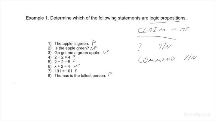Determining if a Statement is a Logic Proposition | Algebra | Study.com