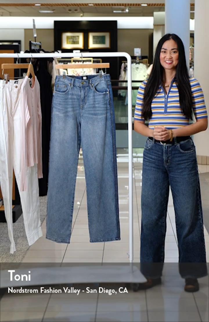 Athena Slouchy Pieced Two-Tone Straight Leg Jeans