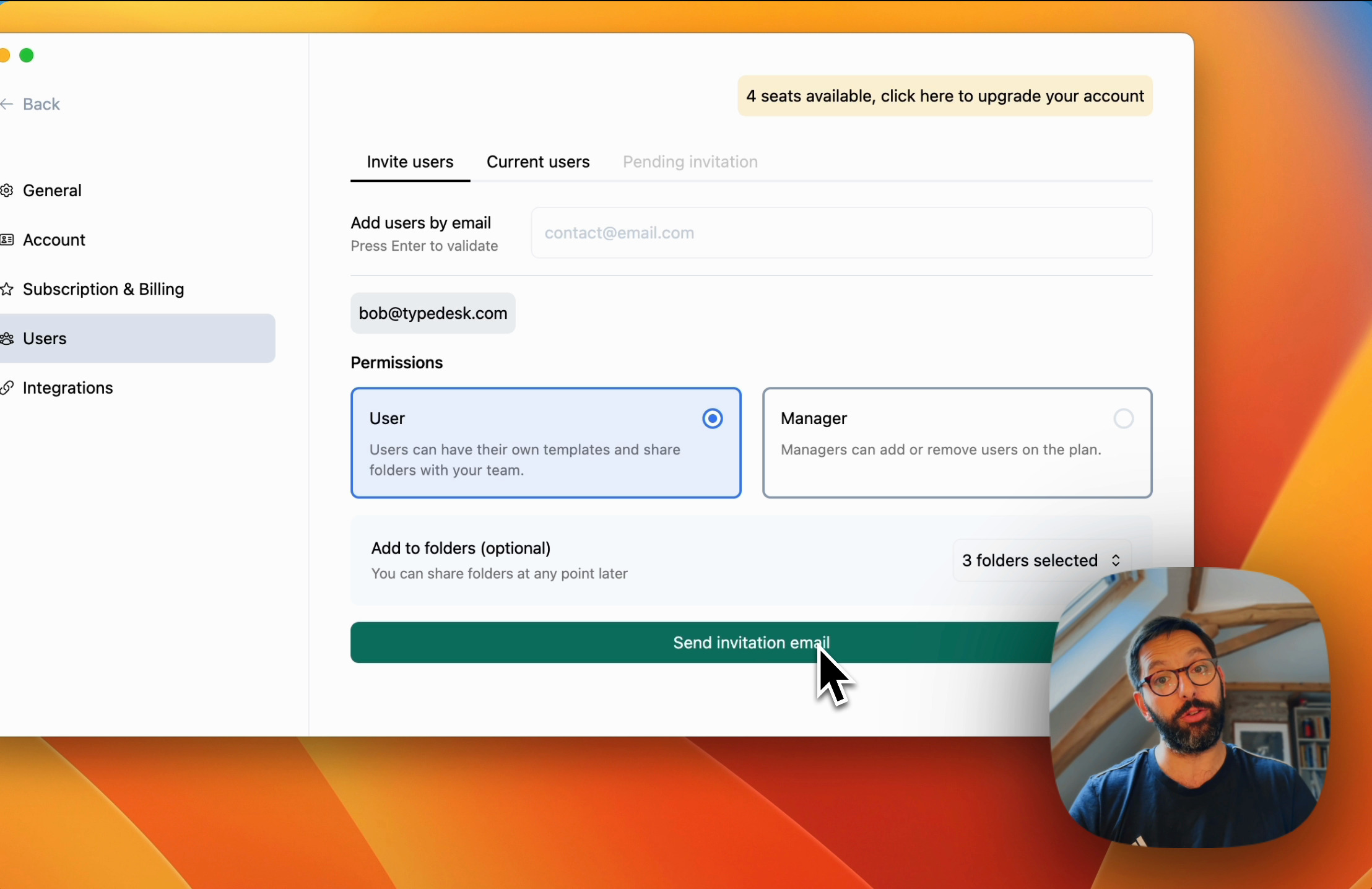 Share typedesk with your team