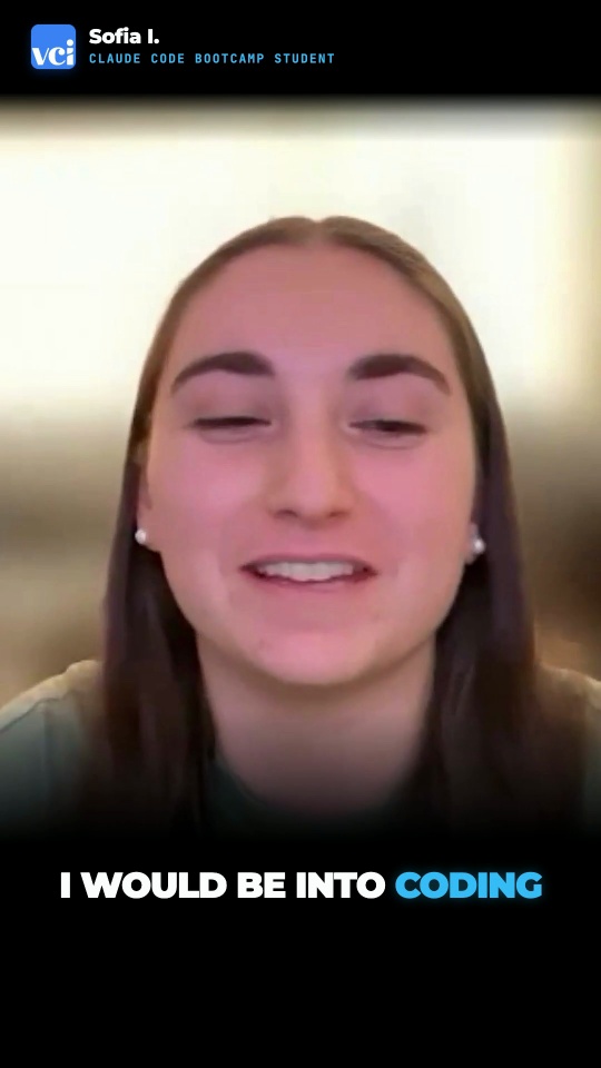 Sofia I. speaking to camera