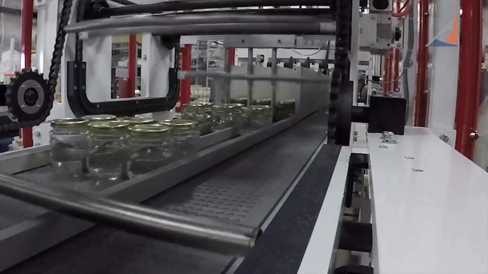 SV359 - Pad Loader with Single Roll Wrapper and Shrink tunnel (Wrapping glass jars) - 45603