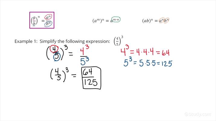 How to Use the Power of a Quotient Rule | Algebra | Study.com