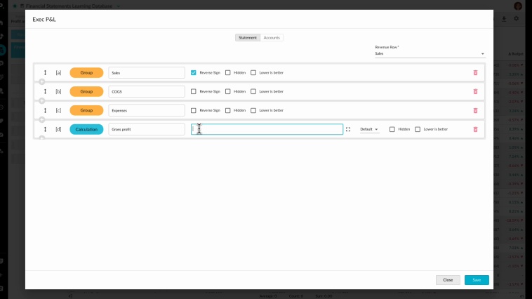 Create a financial statement