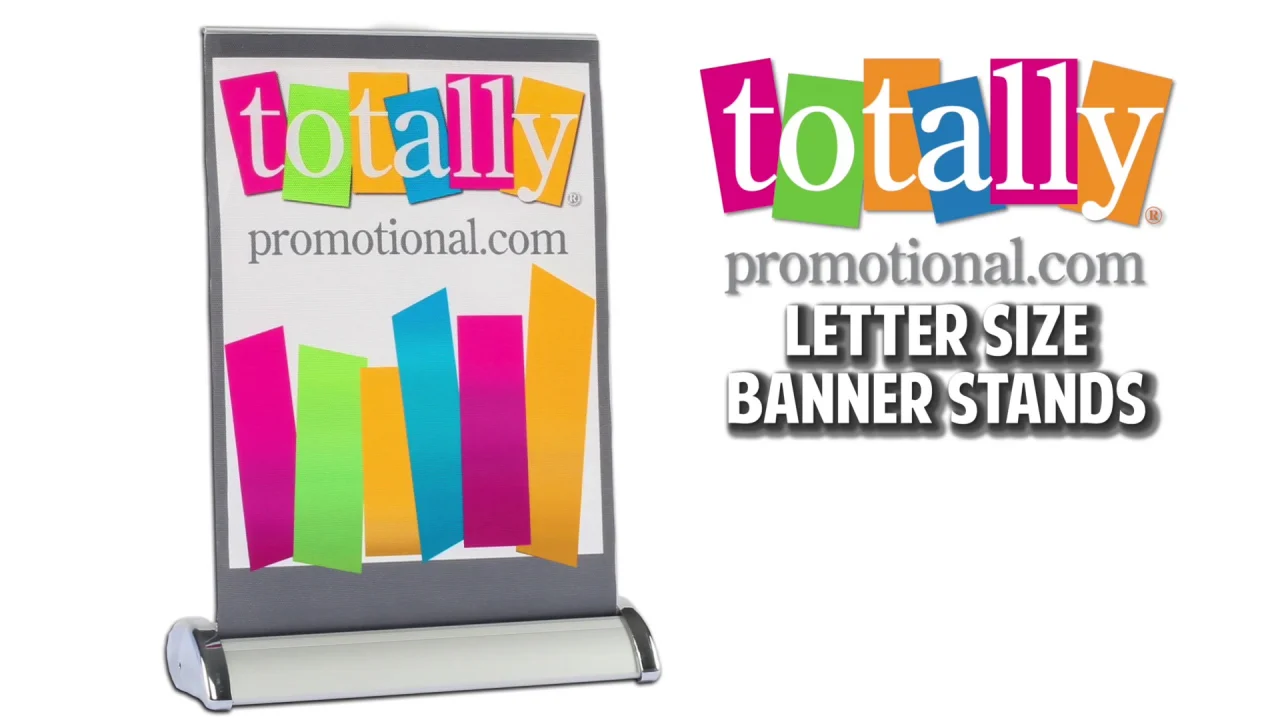 Mini Retractable Banners - Table top retractable letter-size banner stand |  Totally Promotional
