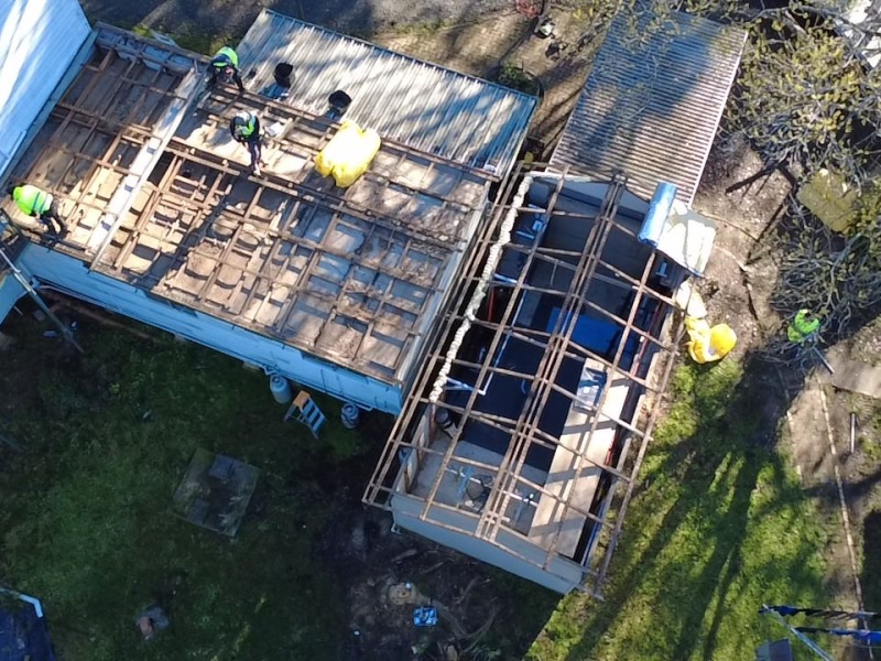 Roof stripped back during replacement