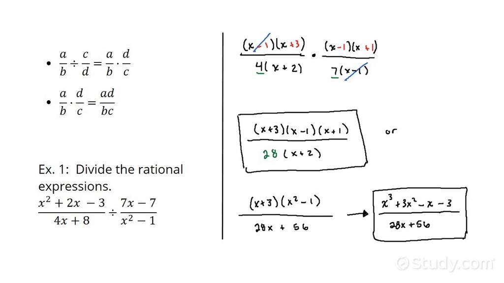 How to Divide Rational Expressions Involving Quadratics with Leading ...