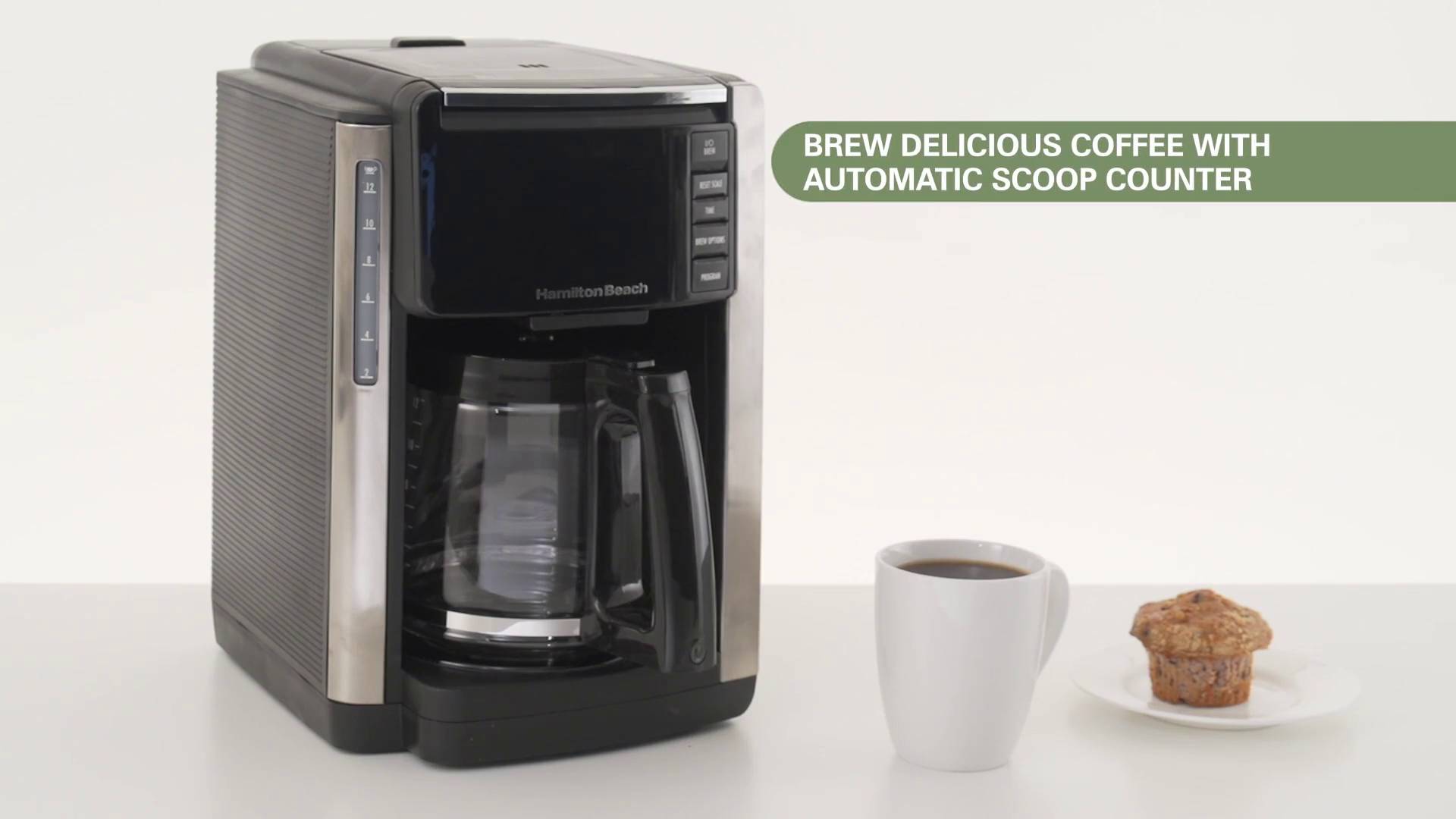 Hamilton beach 12 cup trucount programmable sale coffee maker with built in scale