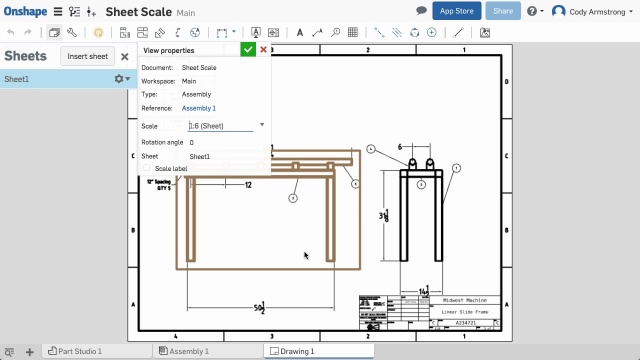 Reduce hatch scale in drawings — Onshape