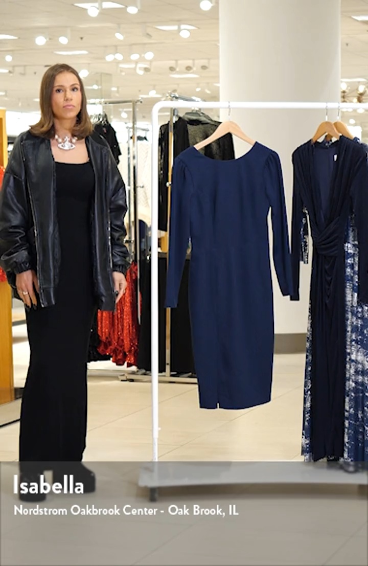 Dress the Population Nadia Long Sleeve Scoop Back Midi Dress Dress the Population Nadia Long Sleeve Scoop Back Midi Dress