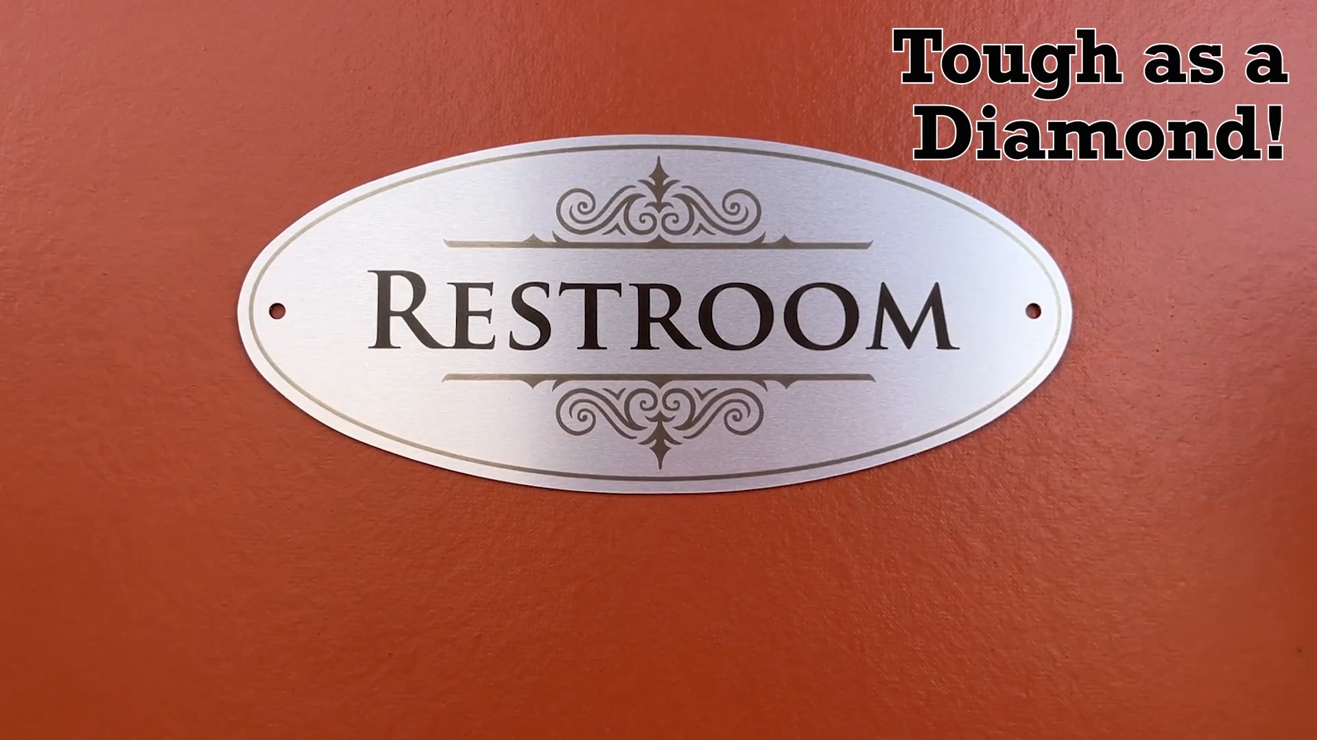 Restroom Flat Diamond Plate Oval Sign DP-0158