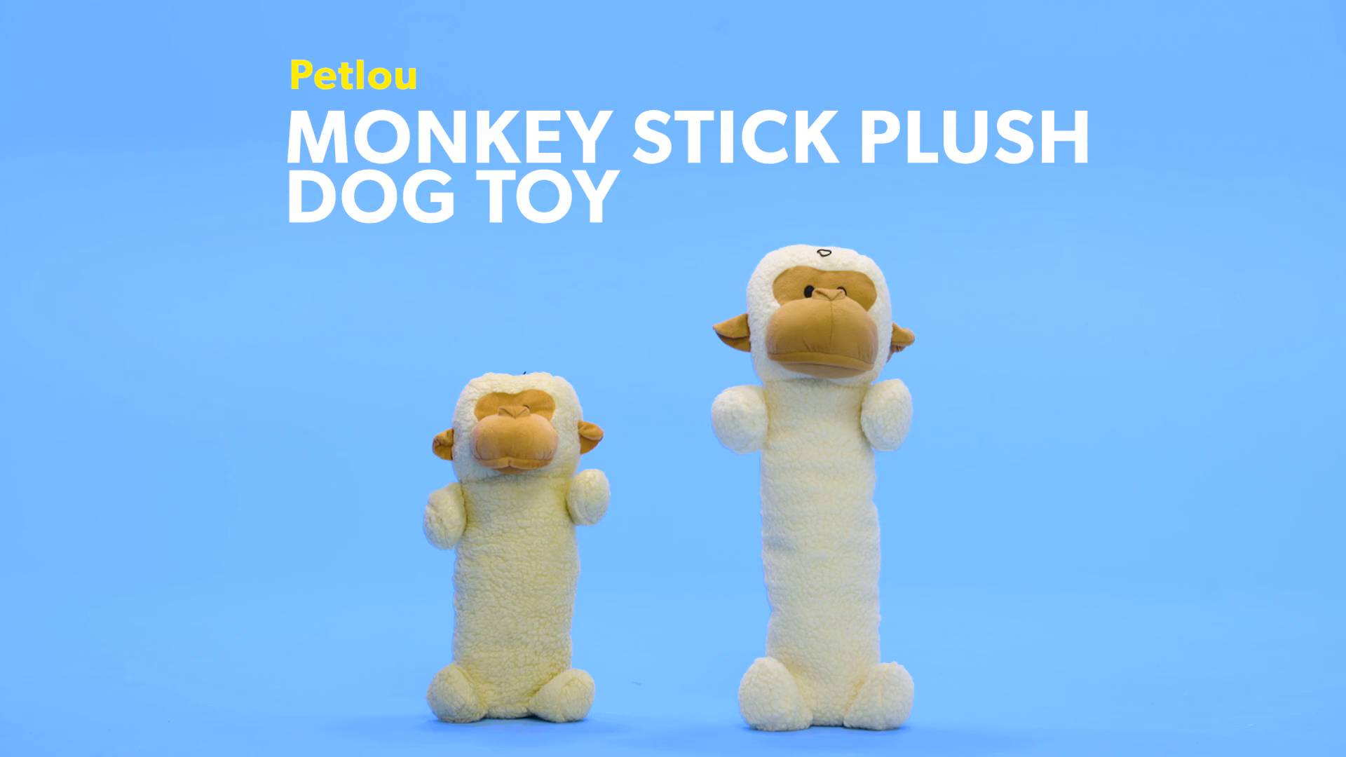 PETLOU Monkey Stick Plush Dog Toy, 26-in - Chewy.com