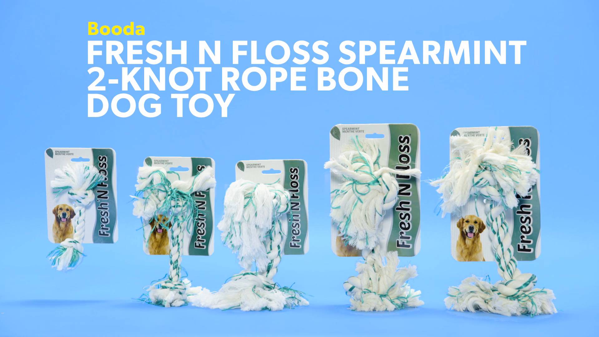 Booda Fresh N Floss 2-Knot Rope Bone Spearmint Medium 