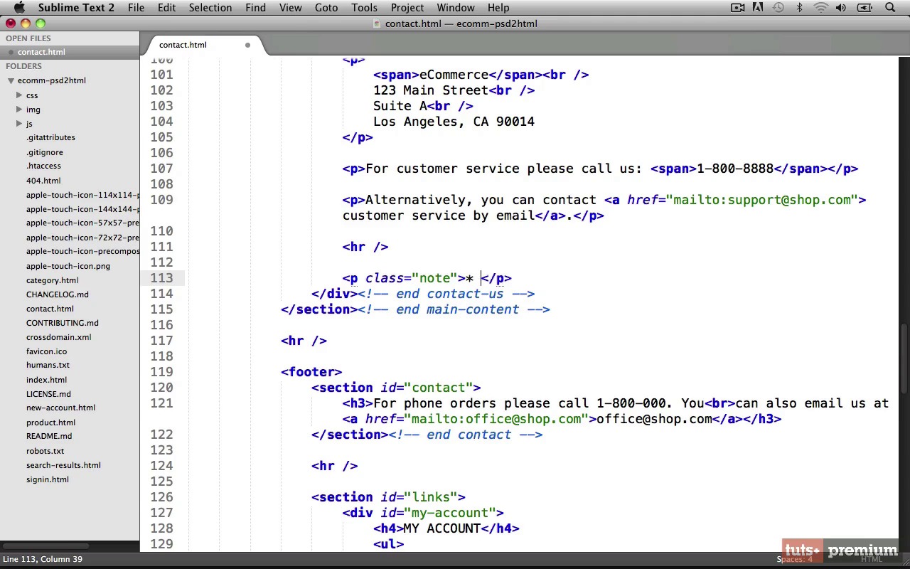 Converting an eCommerce PSD to HTML & CSS - The Contact Us Page