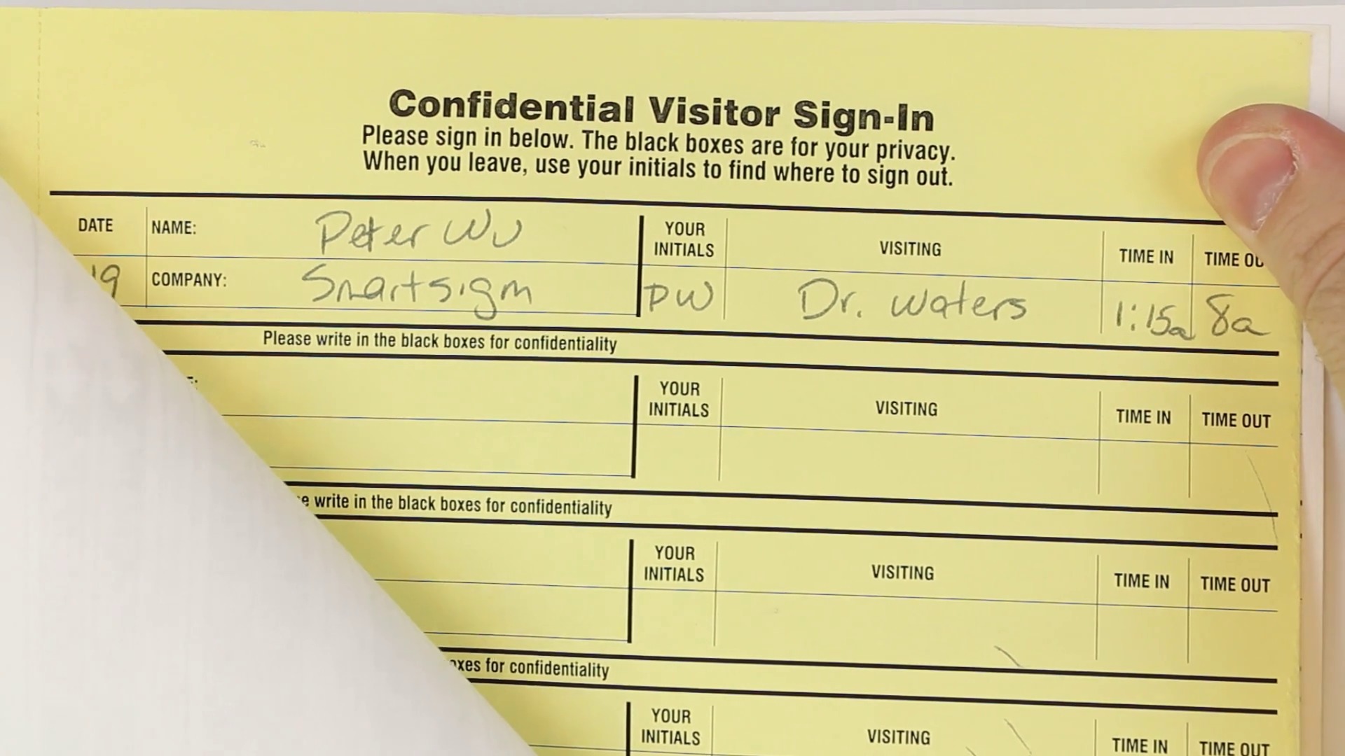 Confidential Visitor Log-in Book