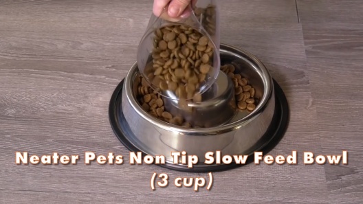 Neater Pet Brands Stainless Steel Slow Feed Bowl - Non-Tip & Non-Skid - Stops Dog Food Gulping, Bloat, Indigestion, and Rapid Eating (Small, 3/4 Cup)
