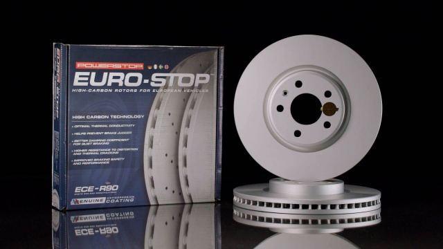 Power Stop ESK8110 Euro-Stop Rear Brake Kit Coated Brake Rotors /& Ceramic Brake Pads